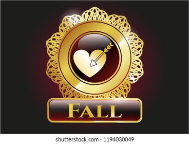  Gold shiny emblem with love icon and Fall text inside