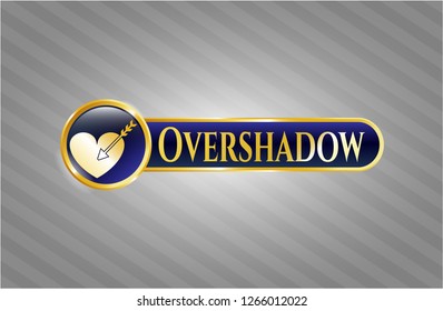  Gold shiny emblem with love icon and Overshadow text inside