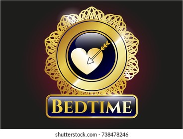  Gold shiny emblem with love icon and Bedtime text inside