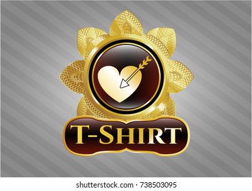  Gold shiny emblem with love icon and T-Shirt text inside