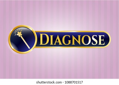  Gold shiny emblem with magic stick icon and Diagnose text inside