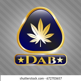  Gold shiny emblem with Marijuana leaf (weed) icon and Dab text inside