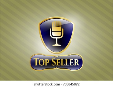  Gold shiny emblem with microphone icon and Top Seller text inside
