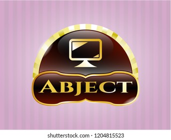  Gold shiny emblem with monitor icon and Abject text inside