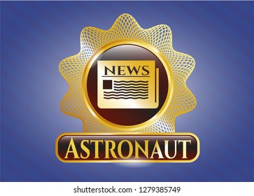  Gold shiny emblem with newspaper icon and Astronaut text inside