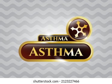 Gold shiny emblem with ninja star icon and Asthma text inside