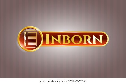  Gold shiny emblem with note book icon and Inborn text inside