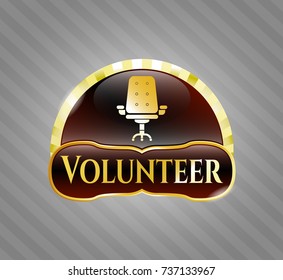  Gold shiny emblem with office chair icon and Volunteer text inside
