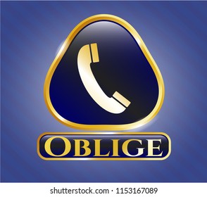  Gold shiny emblem with old phone icon and Oblige text inside
