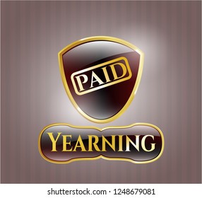  Gold shiny emblem with paid icon and Yearning text inside
