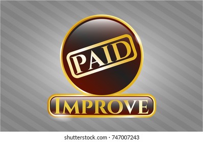  Gold shiny emblem with paid icon and Improve text inside