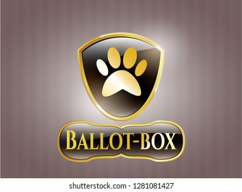  Gold shiny emblem with paw icon and Ballot-box text inside