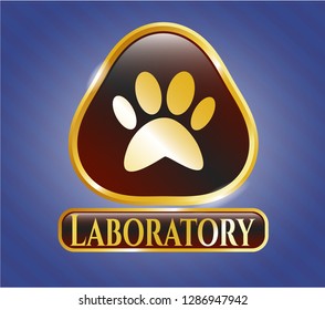  Gold shiny emblem with paw icon and Laboratory text inside