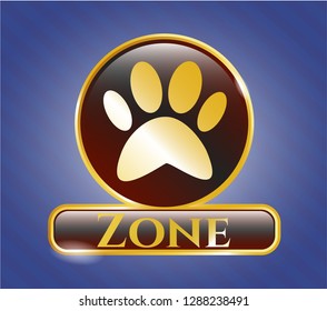  Gold shiny emblem with paw icon and Zone text inside