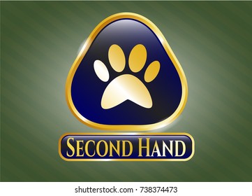  Gold shiny emblem with paw icon and Second Hand text inside