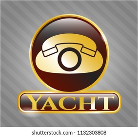  Gold shiny emblem with phone icon and Yacht text inside