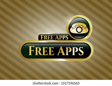  Gold shiny emblem with phone icon and Free Apps text inside