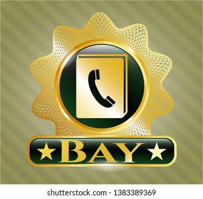  Gold shiny emblem with phonebook icon and Bay text inside