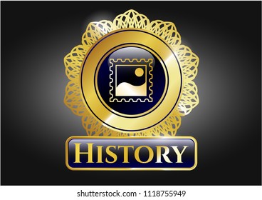 Gold shiny emblem with picture icon and History text inside