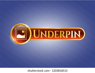  Gold shiny emblem with picture icon and Underpin text inside