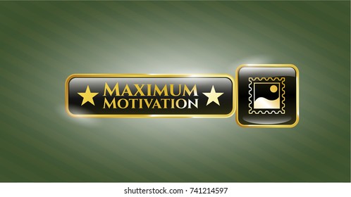  Gold shiny emblem with picture icon and Maximum Motivation text inside