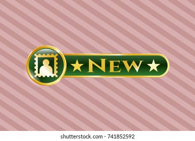  Gold shiny emblem with picture icon and New text inside