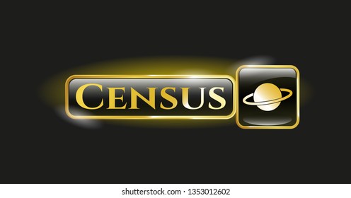  Gold shiny emblem with planet, saturn icon and Census text inside