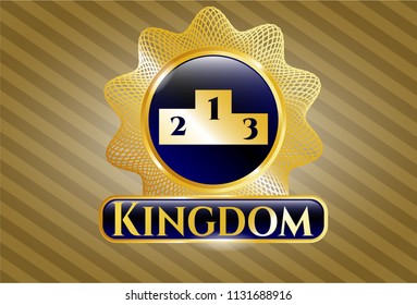  Gold shiny emblem with podium icon and Kingdom text inside