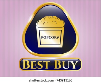  Gold shiny emblem with popcorn icon and Best Buy text inside