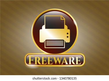 Gold shiny emblem with printer icon and Freeware text inside