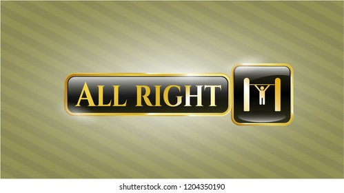  Gold shiny emblem with pull up icon and All right text inside