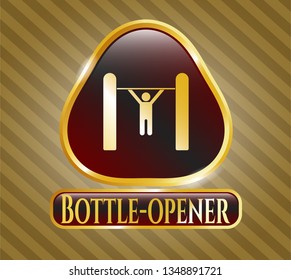  Gold shiny emblem with pull up icon and Bottle-opener text inside