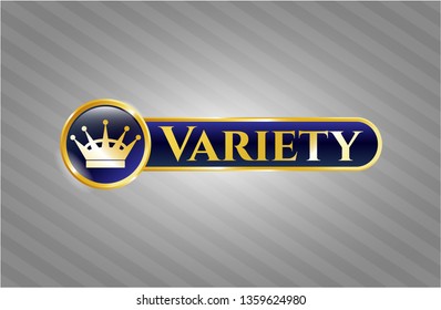  Gold shiny emblem with queen crown icon and Variety text inside