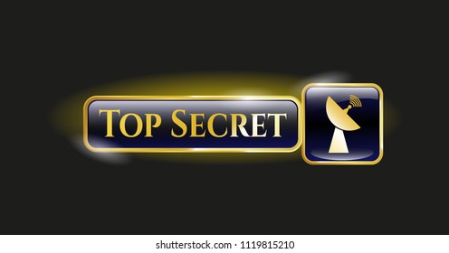  Gold shiny emblem with radar icon and Top Secret text inside