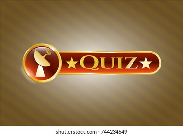  Gold shiny emblem with radar icon and Quiz text inside