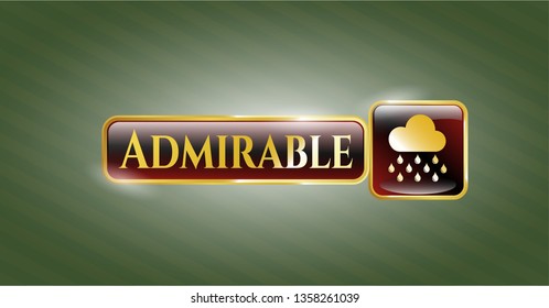  Gold shiny emblem with rain icon and Admirable text inside