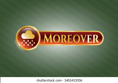  Gold shiny emblem with rain icon and Moreover text inside