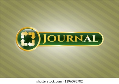  Gold shiny emblem with recycle icon and Journal text inside