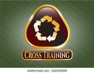  Gold shiny emblem with recycle icon and Cross Training text inside