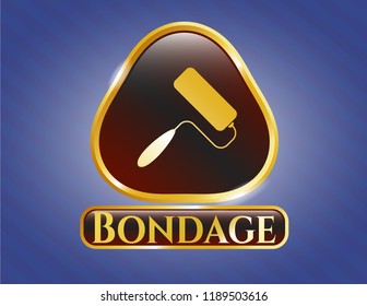  Gold shiny emblem with roller brush icon and Bondage text inside