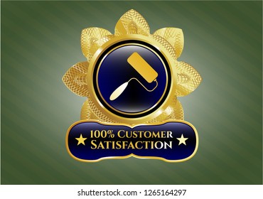  Gold shiny emblem with roller brush icon and 100% Customer Satisfaction text inside