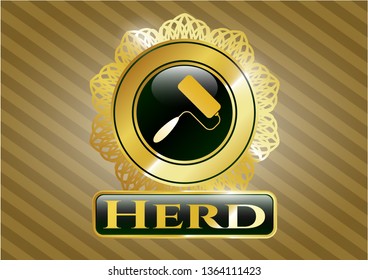  Gold shiny emblem with roller brush icon and Herd text inside