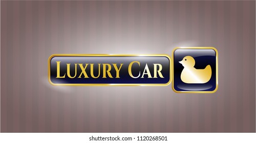  Gold shiny emblem with rubber duck icon and Luxury Car text inside