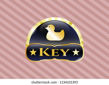  Gold shiny emblem with rubber duck icon and Key text inside
