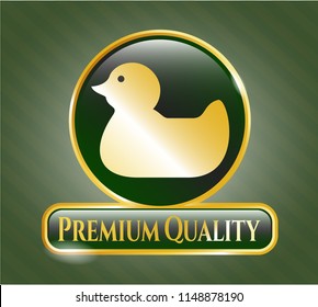  Gold shiny emblem with rubber duck icon and Premium Quality text inside