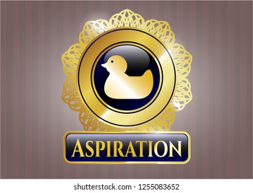  Gold shiny emblem with rubber duck icon and Aspiration text inside