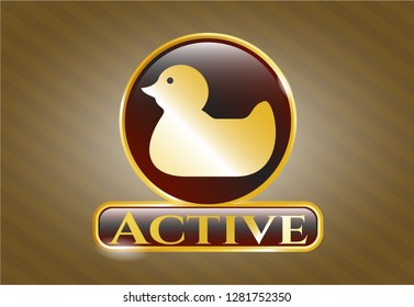  Gold shiny emblem with rubber duck icon and Active text inside