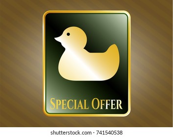  Gold shiny emblem with rubber duck icon and Special Offer text inside