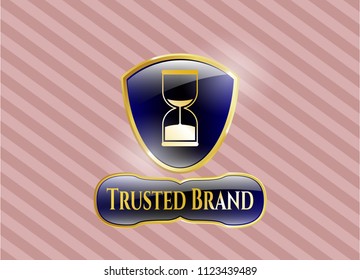 Gold shiny emblem with sand clock icon and Trusted Brand text inside