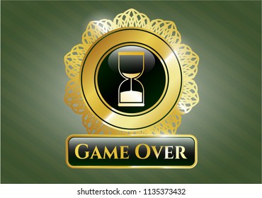  Gold shiny emblem with sand clock icon and Game Over text inside